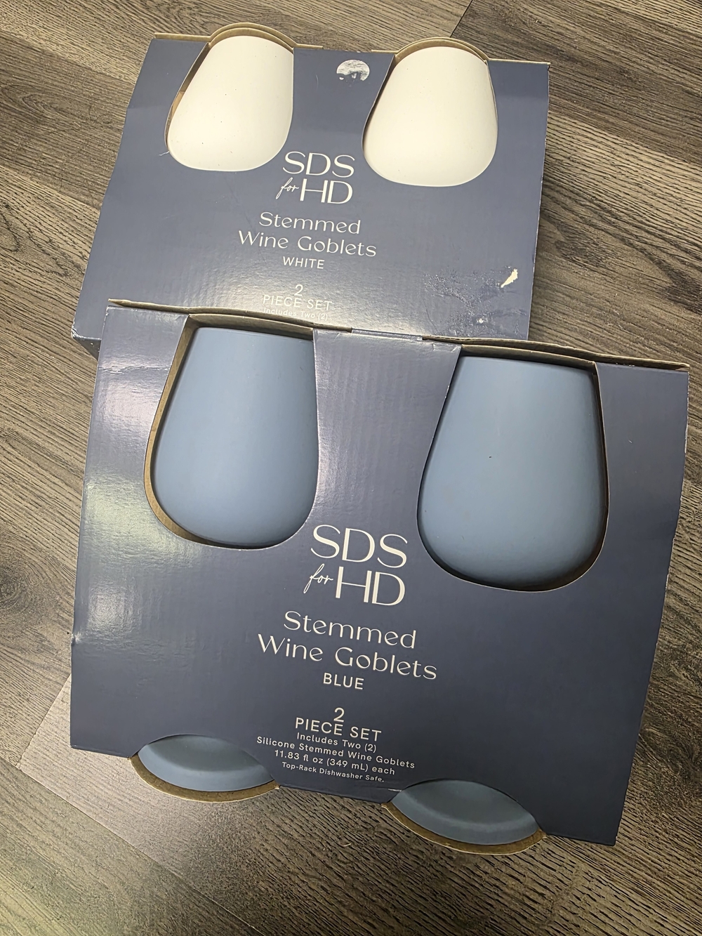 Blue Stemmed Silicone Wine Goblets - 2 Pack